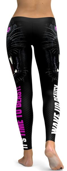 For our fitness junkies, we created these Wake Up Beauty It's Time to Beast! For this design we used a black panther to get you motivated. The black panther is known for being incredible strong and quick, that is why the panther is used as a symbol for many sportteams. Pair these leggings with black or pink sneakers and a black crop top, hoodie or t-shirt and let out your inner beast! Black Compression Leggings For Streetwear, Black Squat Proof Casual Leggings, Black Stretch Leggings With Graphic Print, Casual Black Squat Proof Leggings, Black Graphic Print Yoga Activewear, Black Activewear With Graphic Print For Training, Black Graphic Print Gym Bottoms, Black Athletic Fit Activewear With Graphic Print, Black Graphic Print Bottoms For Gym