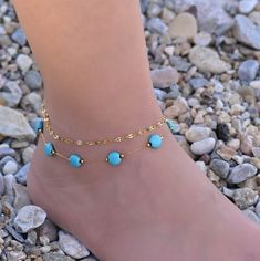 This gold chain turquoise anklet is for women. Its boho style makes it a great piece of summer jewelry. The ankle bracelets have an extension so the size can be adjusted. Gold Bohemian Anklets With Beaded Chain, Gold Bohemian Beaded Chain Anklets, Bohemian Beaded Anklets For Beach, Silver Chain Anklet, Heart Ankle Bracelet, Turquoise Anklet, Bridal Anklet, Star Anklet, Butterfly Anklet