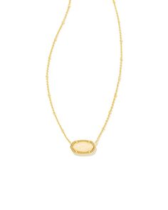 Elisa Gold Satellite Short Pendant Necklace in Yellow Kyocera Opal | Kendra Scott Kendra Scott Elisa, Short Pendant Necklace, Kendra Scott Necklace, Kendra Scott, Opal Pendants, Brass Material, Spring Rings, Opal, Brass