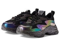 SKECHERS KIDS Street-Prismatic 310801L (Little Kid/Big Kid) - Girl's Shoes : Black/Multi : Your little one is sure to shine like a star wearing the SKECHERS KIDS Street-Prismatic 310801L sneakers. Sparkling mesh upper with synthetic iridescent and glitter overlays. Breathable textile lining. Cushioned comfort insole. Lace-up closure ensures a customized fit. Round toe silhouette. Rhinestone embellishments on the tongue with brand name details. Pull tabs for easy on and off. Translucent midsole w Shine Like A Star, Shoes Skechers, Glitter Overlays, Skechers Kids, Girls Shoes Kids, Rhinestone Embellishments, Skechers Shoes, Big Kid, Free Kids