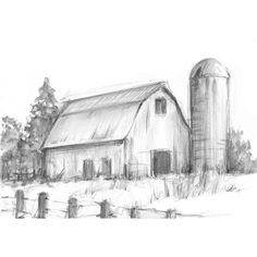 Black and White Barn Study I Poster Print - Ethan Harper-VARPDX167988FN Image 1 Barn Drawing Simple, Farmhouse Drawing, Sketch Techniques, Barn Drawing, Nice Tattoos, Color Paints, Farm Landscape, Pencil Techniques, Independent Study