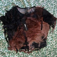 The Shirt Is An Xl But More Like A Medium. It’s A Mesh Shirt/Sheer Short Sleeve Crop Top Shirt Distressed Brown Summer Tops, Brown Short Sleeve Distressed Top, Brown Distressed Short Sleeve Top, Brown Distressed Crew Neck Top, Brown Short Sleeve Grunge Tops, Club Attire, Crop Top Shirt, Short Sleeve Crop Top, Mesh Shirt