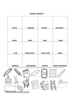 the worksheet for school subjects is shown