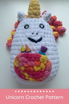 the unicorn crochet pattern has been made with yarn