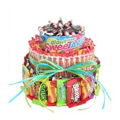 there is a large stack of candy on top of each other