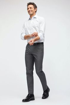 White Shirt Grey Pants Men, Grey Formal Pants Outfit Men, Grey Pants Men, Best Work Pants, Office Wears, Mens Work Outfits, Men's Dress Pants