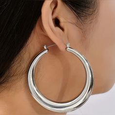 Large Chunky Hoop Earrings. Hoops. Polished Silver Plated Copper. I Accept Reasonable Offers And Discount Bundles!! Check Out My Other Listings And Follow Me!! I Have Over 4500 Listings And I Offer Buy2 Get 3rd Free Or 30% Off 5+ Items At Poshmark.Com/Closet/Pepepizzazz On Posh App, Use My Invite Code "Pepepizzazz" For Extra $10 Coupon Owl Earrings Studs, Iron Jewelry, Hoop Earrings Silver, Chunky Hoop Earrings, Earrings Hoops, Party Earrings, Round Stud Earrings, Rhinestone Earrings, Jewelry Earrings Hoops