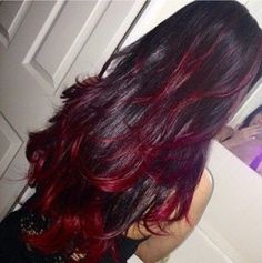 Red Highlights In Brown Hair, Hair Color Plum, Red Hair With Highlights, Red Brown Hair, Hair Color Purple