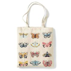 Reusable Tote Bag - Embroidered Butterflies Floral Embroidery Cotton Canvas Tote Bag, Floral Embroidered Cotton Canvas Tote Bag, Embroidered Cotton Eco-friendly Bags, Eco-friendly Embroidered Cotton Bags, Eco-friendly Embroidered Cotton Canvas Bag, Everyday Cotton Bag With Embroidery, Everyday Embroidered Cotton Bag, Embroidered Beige Canvas Bag, Embroidered Cotton Everyday Bags