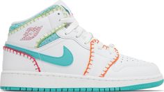 the nike air jordan 1 mid is white and turquoise