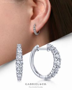 14K White Gold 15mm Classic Diamond Huggie Earrings EG13647W45JJ #GabrielNY #DiamondJewelry #FineJewelry #GabrielAndCo #UniqueJewelry #FineJewelry#FashionJewelry#UniqueJewelry#GiftIdeas#UniqueGifts#DiamondJewelry#Jewelry#Earrings#FashionEarrings#WhiteGoldEarrings#WhiteGoldFashionEarrings#GoldEarrings#GoldFashionEarrings Unique Hoop Earrings, Diamond Huggie Earrings, Diamond Huggies, Nose Rings Hoop, Gauged Earrings, Silver Circle, Tiny Stud Earrings, Huggie Earrings, Girly Jewelry