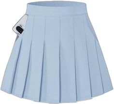 Light Blue Skirt Outfit, Blue Skirt Outfits, Safety Shorts, Friends Outfits, Skort Style, Light Blue Skirts, Uniform Skirt, Skirts For Girls, Trio Halloween Costumes