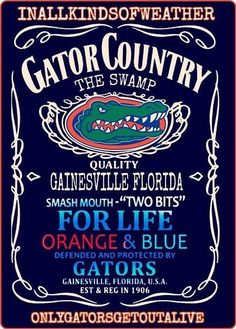 an advertisement for gator country, the swamp at orange and blue gators in florida