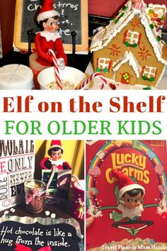 elf on the shelf for older kids with pictures of gingerbread houses, cookies and candy canes