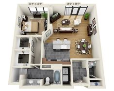 the floor plan of a two bedroom apartment