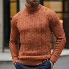 Men's Cable Knit Long Sleeve Turtleneck Sweater Men's Style That Provides a Comfortable Sporty Fit Material: Cotton/Lycra Casual Fitted Knitted Turtleneck, Casual Fitted Knit Turtleneck, Fitted Casual Knitted Turtleneck, Fitted Knitted Casual Turtleneck, Fitted Cable Knit Long Sleeve Turtleneck, Fitted Cable Knit Turtleneck With Long Sleeves, Casual Solid Color Cable Knit Turtleneck, Casual Solid Cable Knit Turtleneck, Fitted Cable Knit Polo Sweater