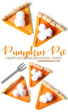 Craft Stick Pumpkin Pie Craft Pumpkin Pie Roll, Thanksgiving Poems For Kids, Pumpkin Pie Craft, Pie Craft, Thanksgiving Poems, Polar Bear Craft, Babysitting Fun, Autumn Craft