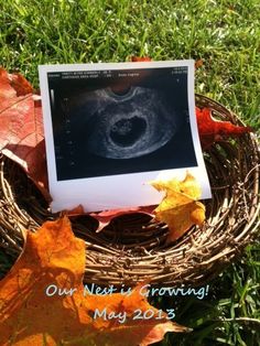 an open book sitting on top of a pile of leaves next to a basket filled with autumn leaves