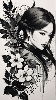 Japanese Geisha Tattoo Design, Geisha Warrior Tattoo, Chinese Art Drawing, Female Samurai Art, Calf Sleeve Tattoo