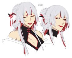 an anime character with white hair and red eyes