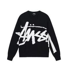 Stussy Clothing, Stussy Logo, Stussy Men, Streetwear Sweater, Y2k Sweater, Logo Knit, Cotton Jumper, Black Sweater, Dream Clothes