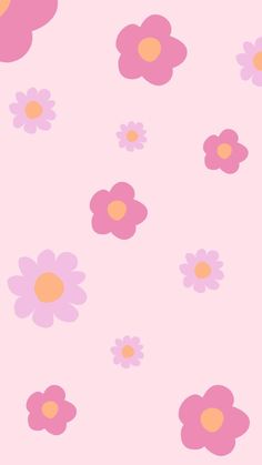 pink and orange flowers on a light pink background with yellow center in the middle,