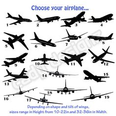 an image of airplanes that are flying in the sky with numbers on each one side