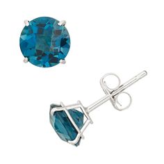 Beautify any ensemble with these scintillating 10k white gold London blue topaz earrings.EARRING DETAILS Diameter: 6 mm Backings: post Metal: 10k white gold STONE DETAILS Stone type: genuine London blue topaz Cut: round Setting: prong  Size: One Size. Gender: female. Age Group: adult. London Blue Topaz Earrings, White Gold Earrings Studs, White Gold Studs, Blue Topaz Earrings, Topaz Earrings, White Gold Earrings, London Blue, Earring Sale, London Blue Topaz