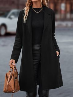 Outfit Elegantes, Chique Outfit, Woman Walking, Wool Peacoat, Belted Coat, Long Sleeves Coats, Chic Outfit