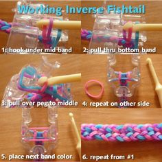 the instructions for how to make a loom bracelet with plastic beads and rubber bands