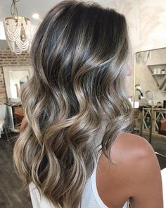 Cool Toned Blonde Balayage On Dark Hair, Ash Blonde Partial Balayage, Icy Brunette Balayage, Brunette Hair With Blonde Balayage, Icy Brunette, Cool Toned Balayage Brunette, Ash Brunette Hair, Brunette Dimensional Hair, Mushroom Blonde