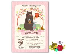 an animal themed baby shower is shown in this pink and white card with the words, mama