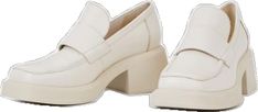 Modern White Loafers For Spring, Modern White Spring Loafers, Modern White Platform Loafers For Formal Occasion, Modern White Platform Loafers, White Formal Platform Loafers For Fall, White Platform Loafers For Fall Formal Events, White Platform Loafers For Formal Fall Occasions, White Square Toe Loafers For Office, White Square-toe Loafers For Office