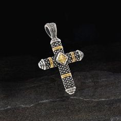 Konstantino FORTIFIED CROSS Onyx Mens Chain Pendant in Silver & Gold Mens Chains, Mens Sterling Silver Jewelry, Mens Necklaces, Vegas Nightlife, Cool Rings For Men, Mens Designer Jewelry, Mens Skull Rings, John Hardy Jewelry, Gothic Bracelet