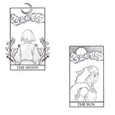 the sun and moon are depicted in this coloring book page, which includes two different illustrations