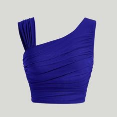 Women's Assymetrical Neck Ruched Top- Royal Blue M Cobalt Blue Clothes, Blue Fitted One-shoulder Top, Blue One Shoulder Top For Night Out, Blue Asymmetrical Top For Party, Asymmetrical Blue Top For Party, Assymetrical Top Outfits, Girly Shirts, Theater Things, Cobalt Blue Top