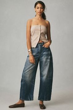 Shop the The Heritage Curve Mid-Rise Barrel Jeans by Pilcro and more at Anthropologie today. Read customer reviews, discover product details and more. Barrel Jeans, Exclusive Clothing, Jeans Outfit, Wide Legs, Mid Rise Jeans, Minimal Fashion, Fall Trends, Leisure Wear, Winter Women