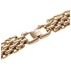 Our gold brick link bracelet is a bold and distinctive piece that embodies modern luxury. This exquisite bracelet is crafted from gold ion-plated steel, featuring intricately connected brick-shaped links that form a sleek, structured design. The polished surface of each link reflects light beautifully, creating a dynamic, eye-catching effect. With its secure clasp and comfortable fit, this bracelet is stylish and durable, perfect for making a statement on its own or layered with others. Metal: g Gold Bracelet With Rectangular Links For Everyday Luxury, Formal Gold Link Bracelet With Bracelet Strap, Formal Metal Bracelet With Rectangular Links, Elegant Metal Chain Bracelet With Polished Finish, Modern Gold Bracelets With Box Chain, Gold Box Chain Bracelet Modern Style, Modern Gold Box Chain Bracelet, Timeless Metal Gold Bracelet, Timeless Chain Link Bracelets For Formal Occasions