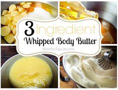 the ingredients for whipped body butter are shown