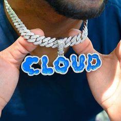 Custom Cloud Font Name Necklace - Pres Cloud Font, Big Gold Chains, Iphone 11 Colors, Picture Necklace, 22k Gold Jewelry, Expensive Jewelry Luxury, Mens Gold Jewelry, Real Gold Jewelry, Creative Profile Picture