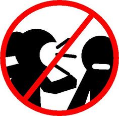 a black and white sign with a red circle in the center that says no eating