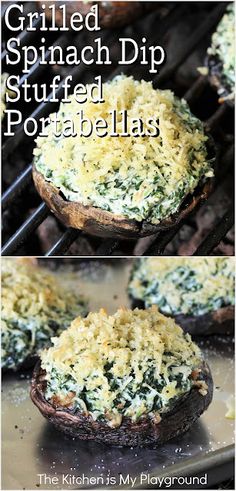 grilled spinach dip stuffed potatoes with parmesan cheese