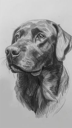 a black and white drawing of a dog