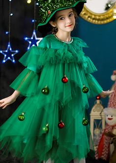 Fine Green O-Neck Layered Christmas Tree Tulle Kids Long Dresses Long SleeveFabric: TulleSize Fit: Fit: This garment fits true to size.Length: Size 130 measures 65cm from shoulder to hemBust:The bust size for size 130 measures around 68cmWash: Hand Wash Cold. Christmas Tree Tulle, Kids Long Dress, Layered Christmas Tree, Green Tulle Skirt, Christmas Tree Green, Green Tulle, Christmas Book, Green Christmas Tree, Christmas Books