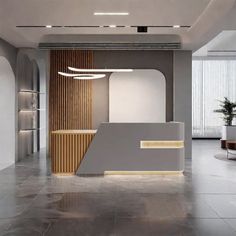 the reception area is clean and ready for customers to use in this modern office space