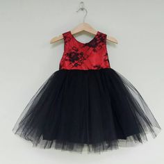 Red and Black Lace Flower Girl Dress. Tutu Dress, Party Dress, Formal Girls Dress, Satin and lace dress, Girls tutu dress Burgundy Flower Girl Dress, Black Flower Girl Dress, Red Flower Girl Dresses, Party Dress Formal, Fluffy Dress, Lace Flower Girl Dress, Toddler Christmas Dress, Toddler Skirt, Twirly Dress