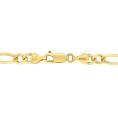 14K Yellow Gold 4.5mm Diamond-Cut Figaro Chain Bracelet - 8" Classic, yet dynamic, the figaro is a distinctive departure from traditional chains. Put it on when you're in the mood for lively staple style. Approx. 8"L Stamped 14K; yellow gold; 6.02 grams Lobster-claw clasp Made in Indonesia Modern Figaro Chain Jewelry For Formal Occasions, Modern Formal Jewelry With Figaro Chain, Yellow Gold Diamond Bracelet With Solid Link For Anniversary, Modern Yellow Gold Figaro Chain Bracelets, Modern Yellow Gold Figaro Chain Bracelet, Modern Formal Bracelets With Figaro Chain, Modern Formal Figaro Chain Bracelets, Luxury Bracelet With Figaro Chain And Oval Link, Luxury Gold Bracelet With Figaro Chain