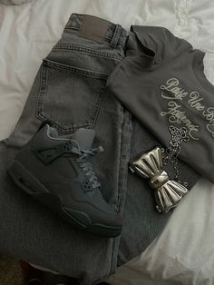 Wet Cement 4s Outfit, Jordan 4 Fear Outfit, Jordan 4 Wet Cement Outfit, Grey 4s Outfit, Grey Jordan 4 Outfit, Christian Zerotre Shoes Outfit Women, Wet Cement Jordan 4 Outfits, Cement 4s Outfit, Bred 4 Outfit Women