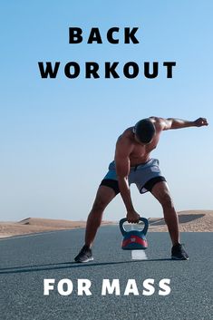 a man is doing exercises on a skateboard with the words back workout for mass