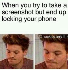 two pictures of a man with his eyes closed and the caption says, when you try to take a screenshot but end up looking your phone